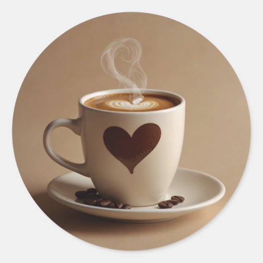 Kaffee Runder Aufkleber (Vorderseite)