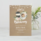 Kaffee Rustic Kraft Liebe Braut Brautparty Einladung (Stehend Vorderseite)