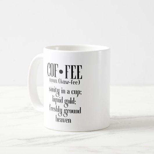 Kaffee, Sanität in einer Tasse, flüssiges Gold, lu Kaffeetasse (Vorderseite Links)