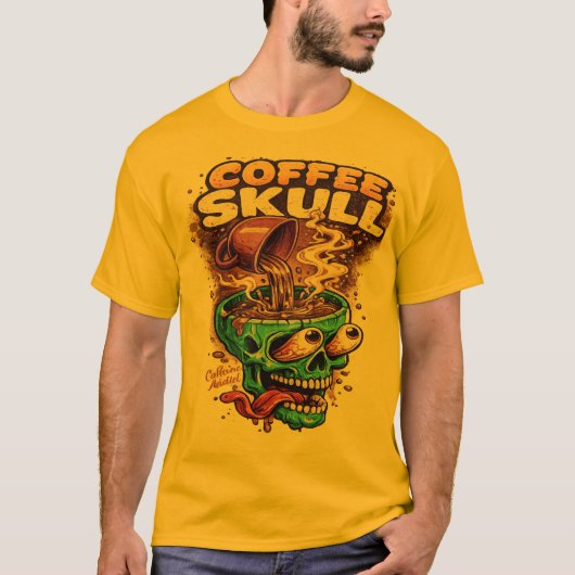 Kaffee-Schädel-T-Shirt T-Shirt (Vorderseite)