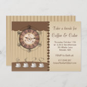 Kaffee-, Schale und Uhr Party Einladung (Vorne/Hinten)