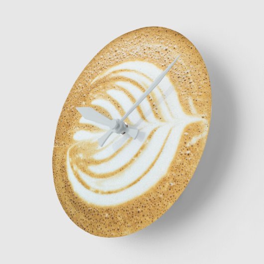 Kaffee-Schaum-Blatt Runde Wanduhr (Winkel)