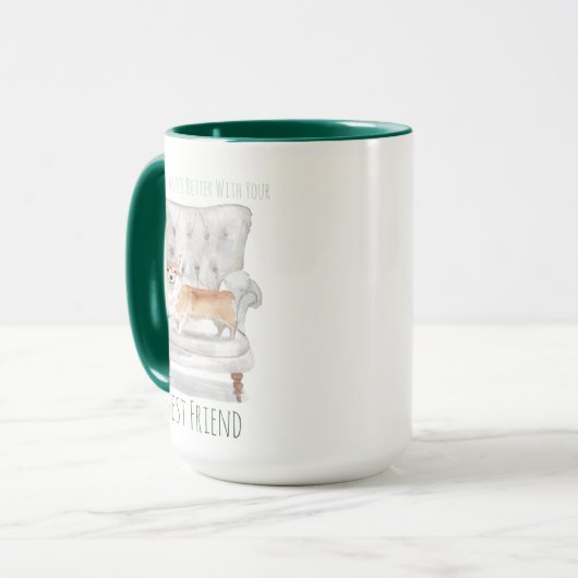 Kaffee schmeckt besser...Corgi Tasse (Vorderseite Links)