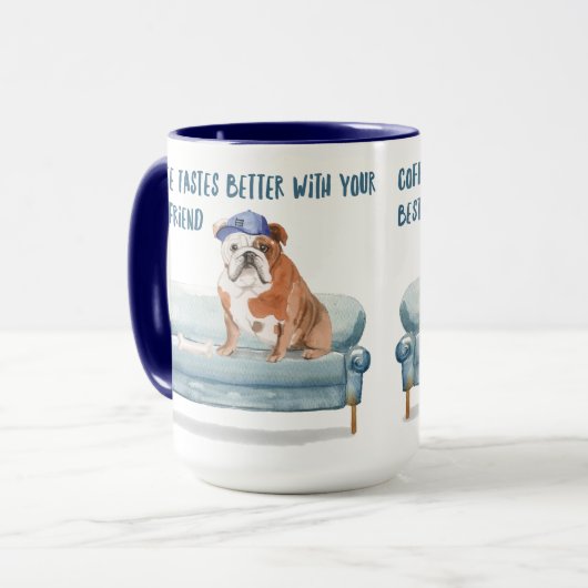 Kaffee schmeckt besser. English Bulldog Edition Tasse (Vorderseite Links)