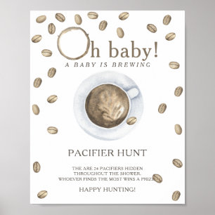 KAFFEE - Schnuller-Jagd Baby Shower Spiel Poster