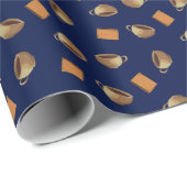 Kaffee & Schokolade Biscuits Muster Navy Blue Food Geschenkpapier (Rolleneckpunkt)