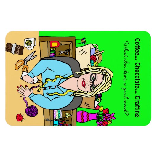 Kaffee, Schokolade, Handgezeichnete Frau Magnet (Horizontal)