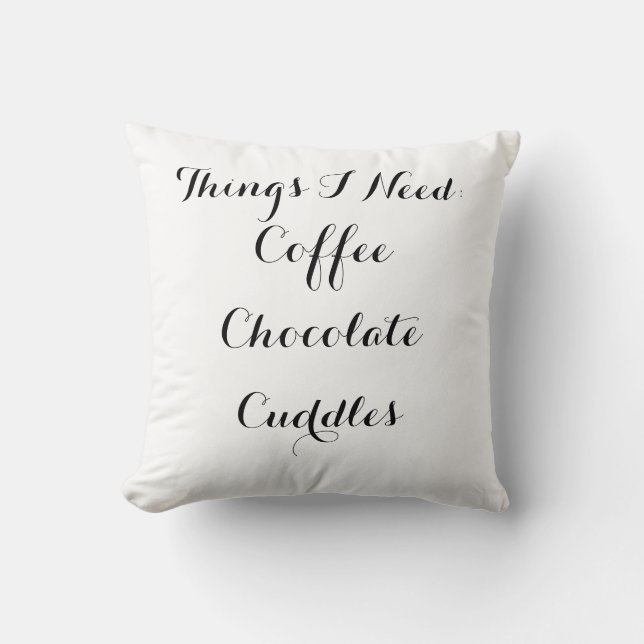 Kaffee, Schokolade, streichelt Kissen (Vorderseite)