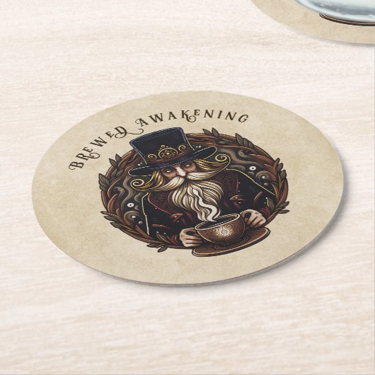 Kaffee-/Schokoladenassistent Runder Pappuntersetzer (Angewinkelt)