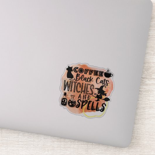 Kaffee, schwarze Katzen, Hexen, Halloween-Sticker Aufkleber (Detail)
