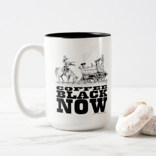 Kaffee-Schwarzer-Zugraub-Zeichnung Zweifarbige Tasse