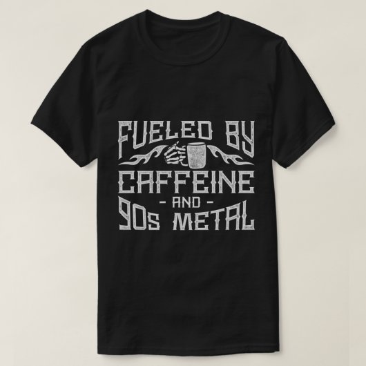 Kaffee Schwermetall mit Koffein und 90er Meta T-Shirt (Design vorne)