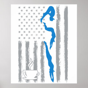 Kaffee Schwimmen- Vintage USA Amerikanische Flagge Poster