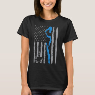 Kaffee-Schwimmen- Vintage-USA-amerikanische Flagge T-Shirt