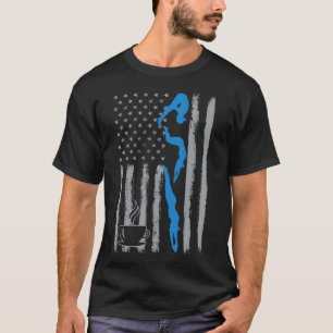 Kaffee-Schwimmen- Vintage-USA-amerikanische Flagge T-Shirt