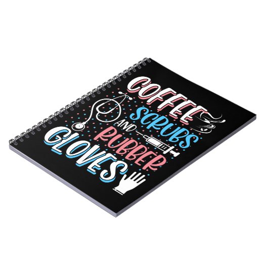 KAFFEE SCRUBS RUBBER GLOVES RN Registered Nurve Notizblock (Linke Seite)