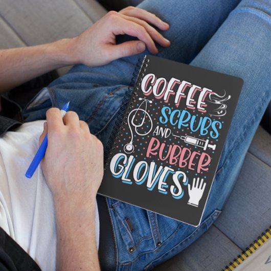 KAFFEE SCRUBS RUBBER GLOVES RN Registered Nurve Notizblock