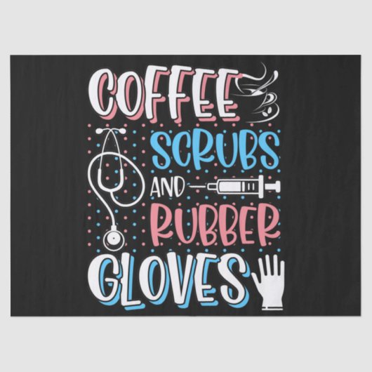 KAFFEE SCRUBS RUBBER GLOVES RN Registered Nurve Seidenpapier (Vorderseite)