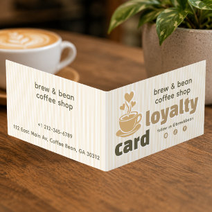 Kaffee Shop Café Tasse mit Herz Dampf Treue Visitenkarten