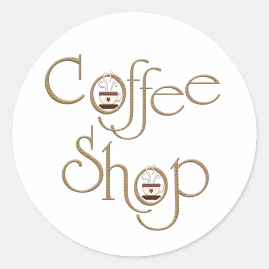 Kaffee-Shop Runder Aufkleber (Vorderseite)