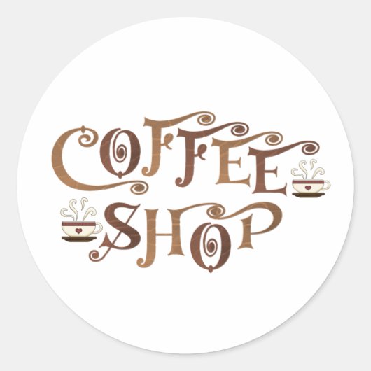 Kaffee-Shop Runder Aufkleber (Vorderseite)