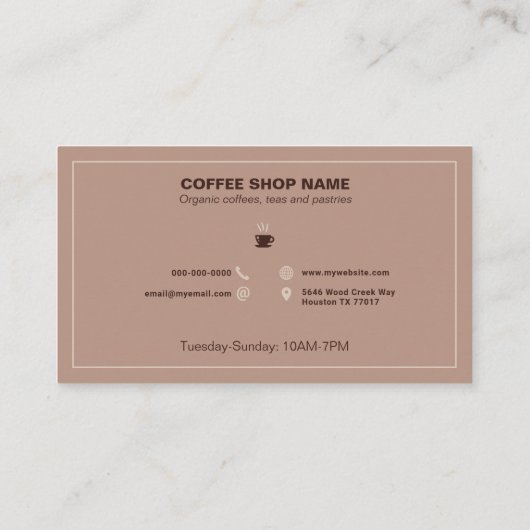Kaffee-Shop Visitenkarte (Rückseite)