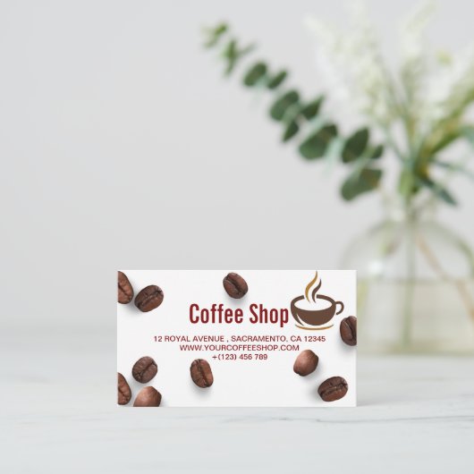 KAFFEE-SHOP VISITENKARTE (Stehend Vorderseite)