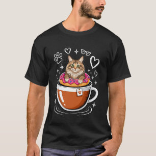 Kaffee Sibirische Katze Moskau Langhaare Donut T-Shirt