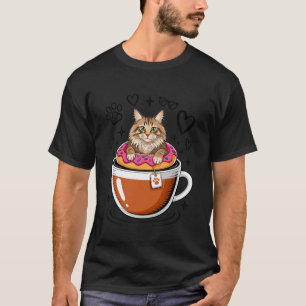 Kaffee Sibirische Katze Moskau Langhaare Donut T-Shirt