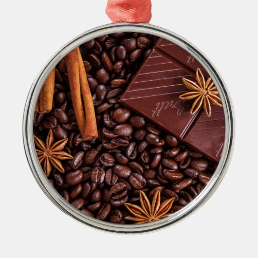 Kaffee Silbernes Ornament (Vorne)