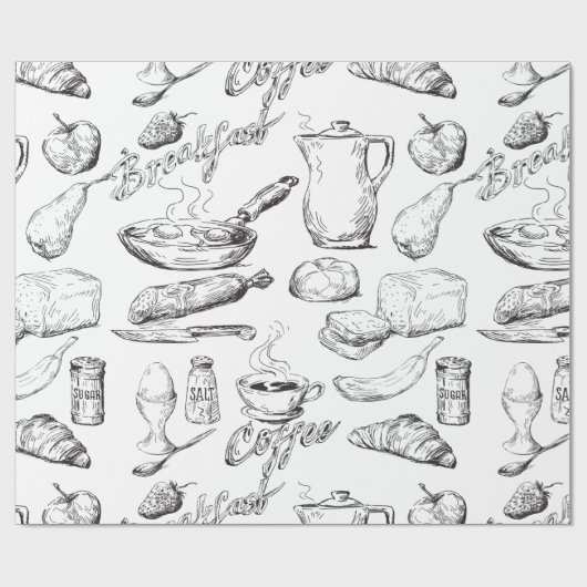 Kaffee-Skizze Geschenkpapier (Flach)