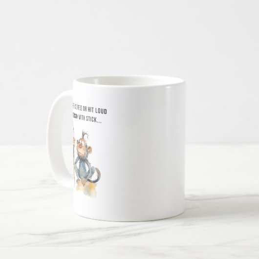 Kaffee-Spaß-Affe mit Kaffeetasse (Vorderseite Links)