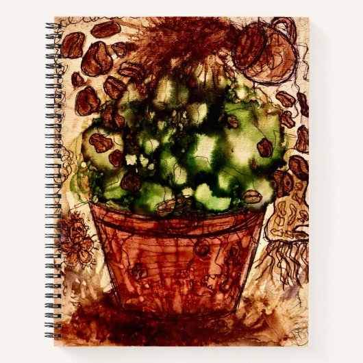 Kaffee-Splash-Art-Notizbuch – Vibranter Kaffeebohn Notizblock (Vorderseite)