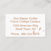 Kaffee-Stände Coffee Shop Visitenkarte (Rückseite)