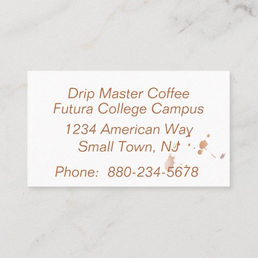 Kaffee-Stände Coffee Shop Visitenkarte (Rückseite)