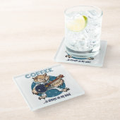 Kaffee steht mir immer auf dem Cartoon der Gitarre Glasuntersetzer (Schrägansicht)