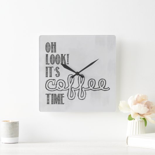 Kaffee-Stempeluhr Quadratische Wanduhr (Zuhause)