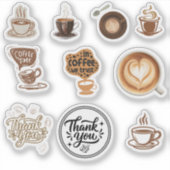 Kaffee-Sticker-Set Vintage-Braun Danke Aufkleber (Vorderseite)