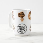 Kaffee-Sticker-Set Vintage-Braun Danke Kaffeetasse (Vorderseite Links)