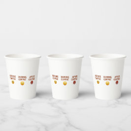 Kaffee-Stimmungs-Vektor-Kunst vor, während und nac Pappbecher