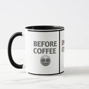 Kaffee-Stimmungs-Vektor-Kunst vor, während und nac Tasse