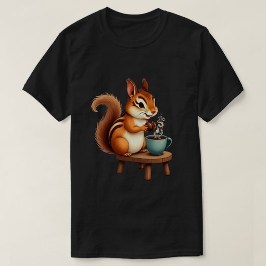 Kaffee-Streifenhörnchen T-Shirt (Design vorne)