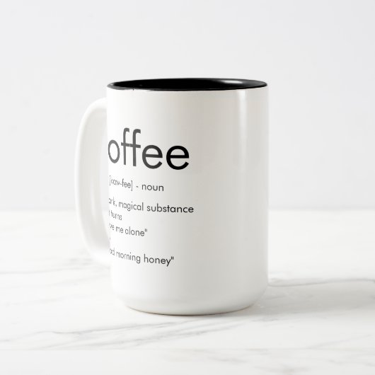 Kaffee - Substantiv - Zweifarbige Tasse (Vorderseite Links)
