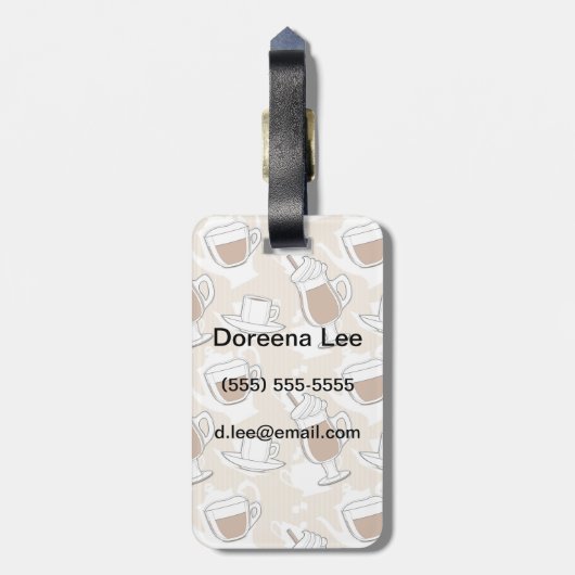 Kaffee, süßes Muster Gepäckanhänger (Rückseite vertikal)