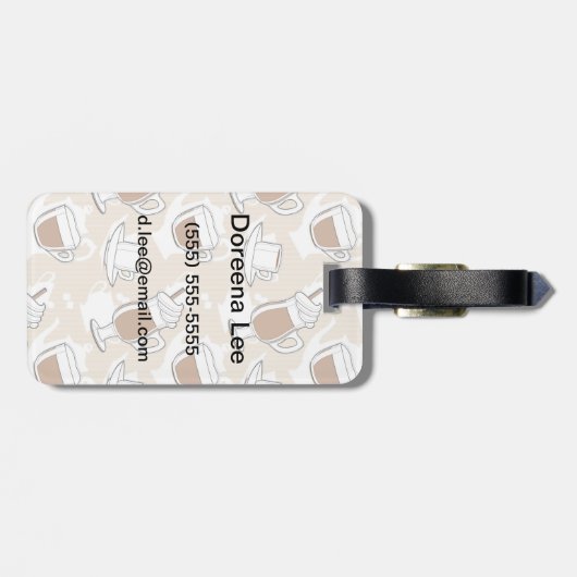 Kaffee, süßes Muster Gepäckanhänger (Rückseite horizontal)