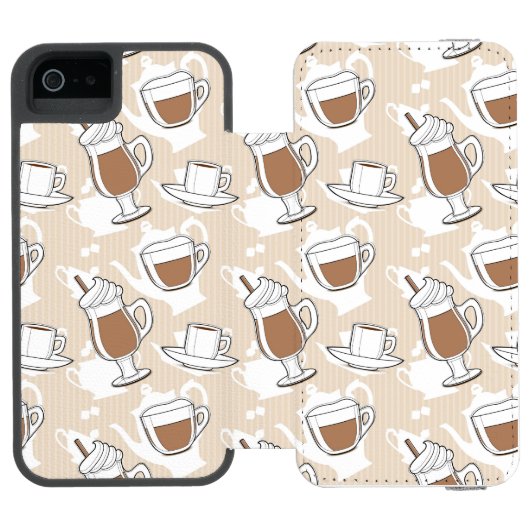 Kaffee, süßes Muster Incipio iPhone Geldbeutel-Hülle (Folio Geöffnet)