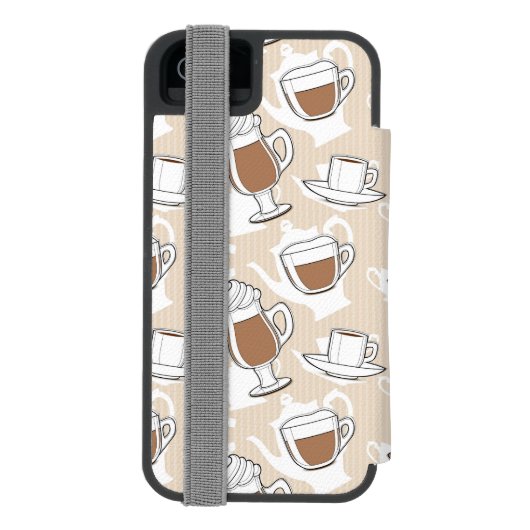 Kaffee, süßes Muster Incipio iPhone Geldbeutel-Hülle (Folio Rückseite)