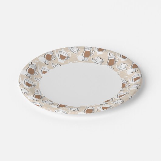 Kaffee, süßes Muster Pappteller (Schrägansicht)