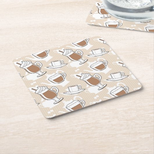 Kaffee, süßes Muster Rechteckiger Pappuntersetzer (angewinkelt)