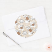 Kaffee, süßes Muster Runder Aufkleber (Umschlag)